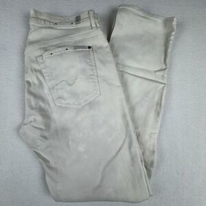 7 For All Mankind The Straight Luxe Performance Jeans Men's 32x32.5 Ivory Stains